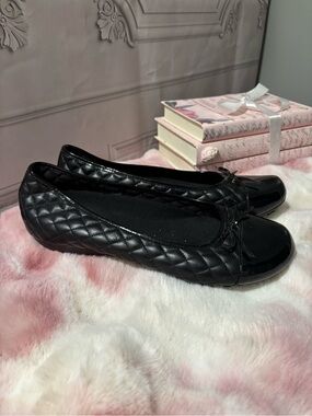 Safe T Step Classic Quilted Black Ballet Flats - Women, Size 12W